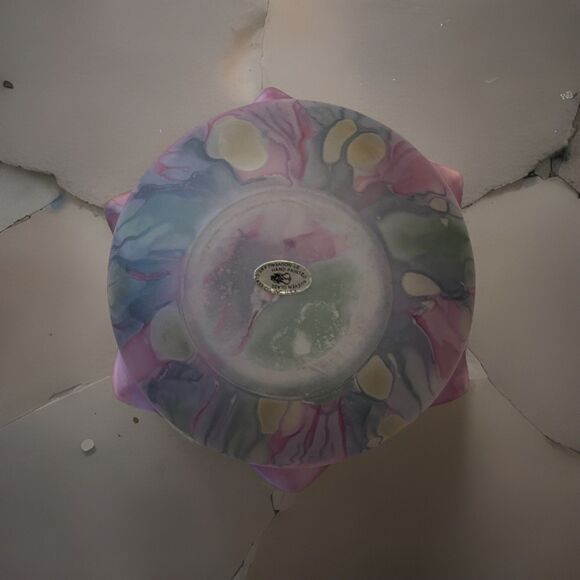 Rueven Glass Bowl By Nouveau Art Glass Co., Inc USA 9 Inch Hand Painted Sticker - Picture 5 of 11